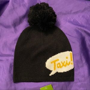 Kate Spade Taxi Black Winter Pom Pom Beanie